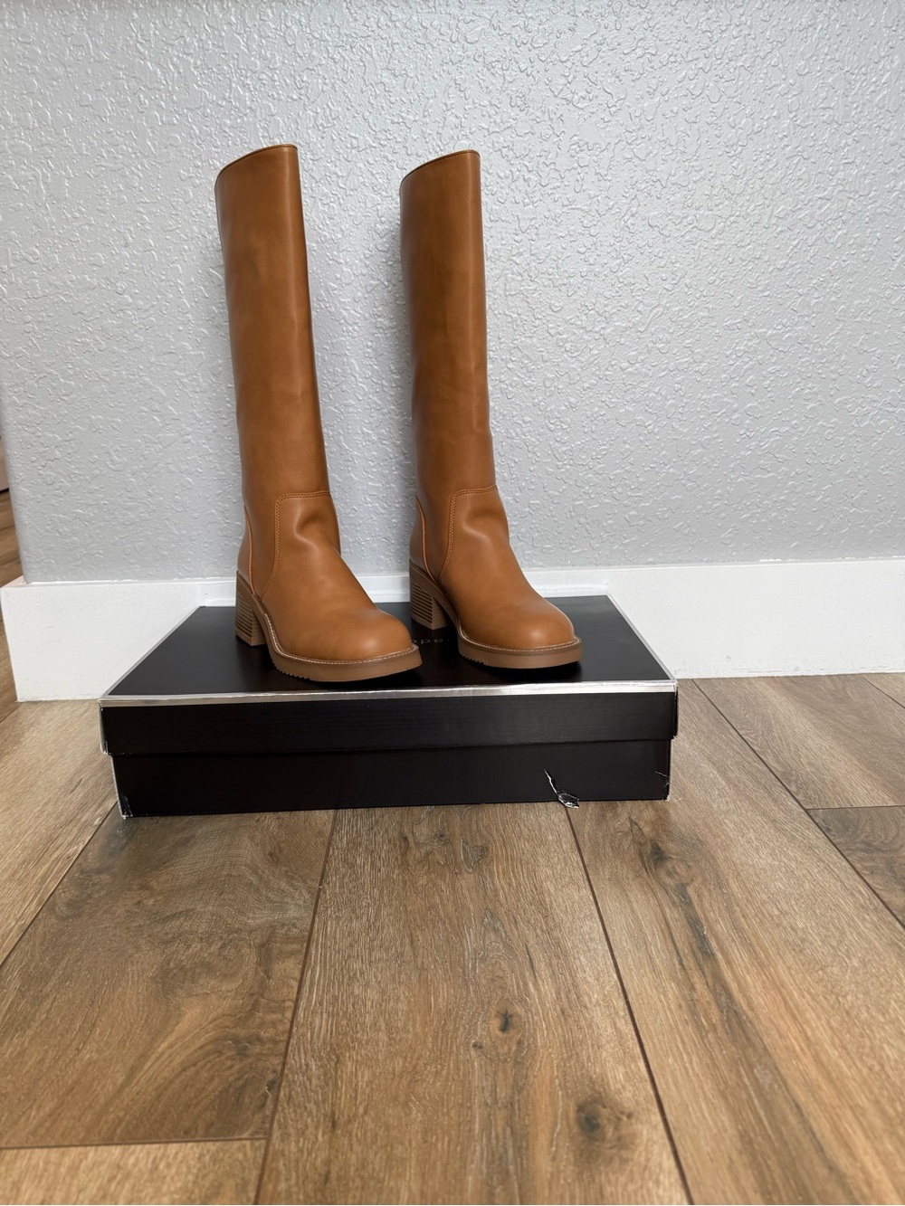 Madden Girl Momento Tall Boots Tan Size 9 Knee High Block Heel Neutral